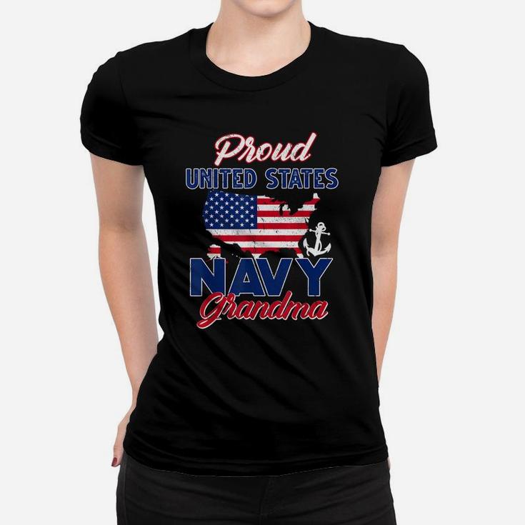 Proud Navy Grandma Us Flag Family S Army Military Women T-shirt