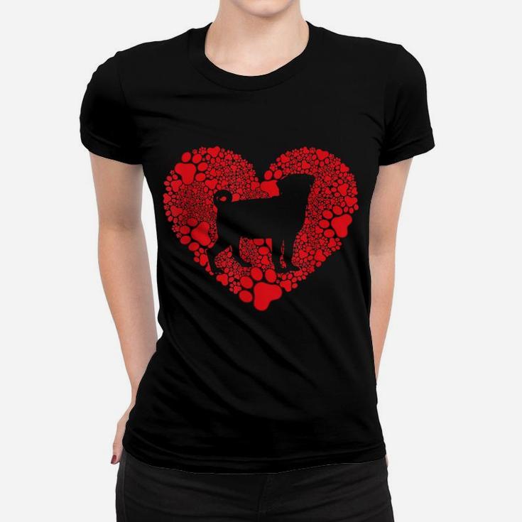 Pug Paw Heart Valentines Day Dog Lover Gift Women T-shirt