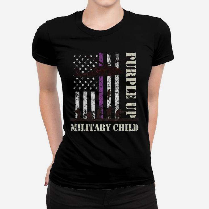 Purple Up Shirts Military Child Kids Army Retro Vintage Flag Women T-shirt