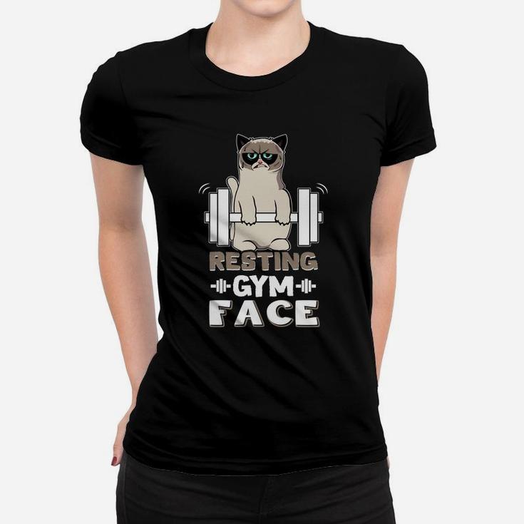 Resting Gym Face Funnt Cat Gym Shirt Work Out Women T-shirt