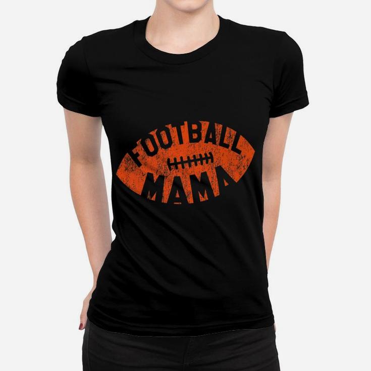 Retro Football Mama Orange Helmet Mom Gift Women T-shirt