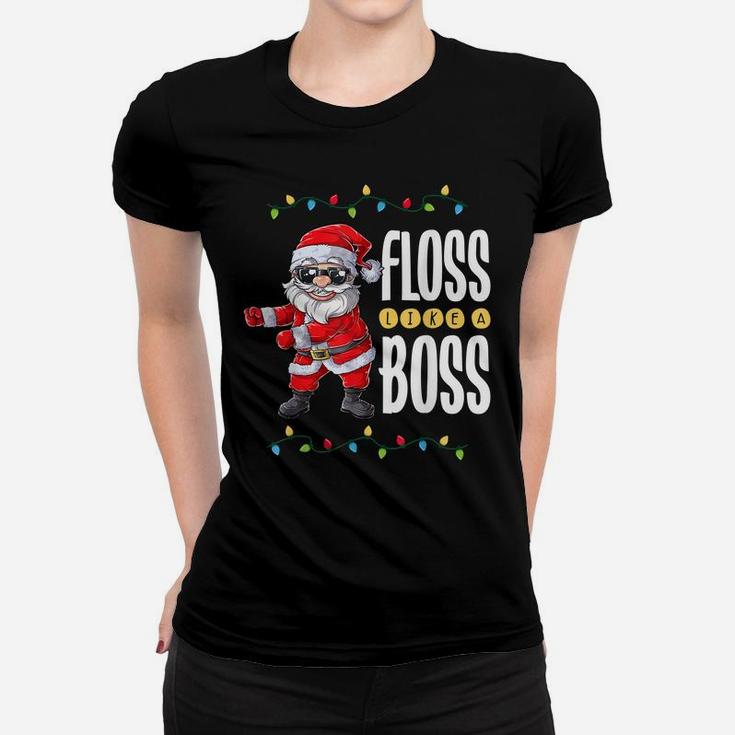 Santa Floss Like A Boss Christmas Boys Kids Xmas Flossing Women T-shirt