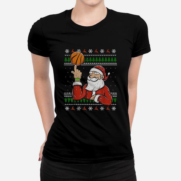 Santa Playing Basketball | Christmas Ugly Sweater T-shirt Women T-shirt