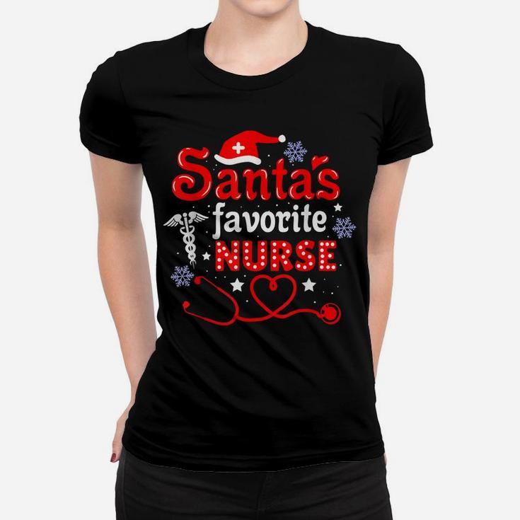 Santa's Favorite Nurse Christmas Women T-shirt