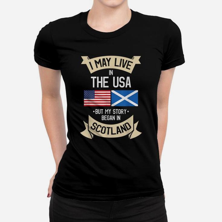 Scotland American Flag Usa Scottish Roots Gifts Women T-shirt