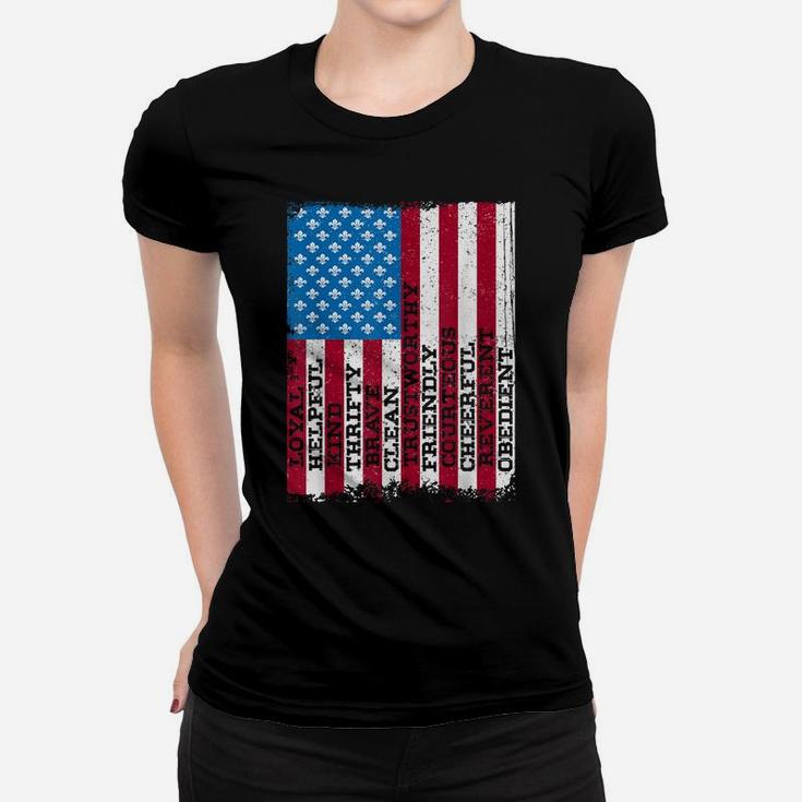 Scout Law Patriotic Scouting Lover Us Flag Boy Girl Women T-shirt