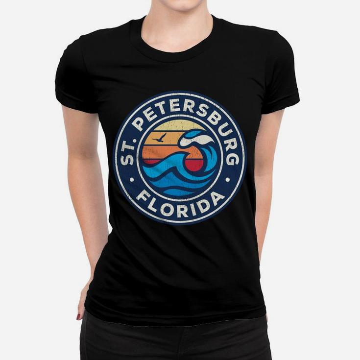 St Petersburg Florida FL Vintage Nautical Waves Design Women T-shirt