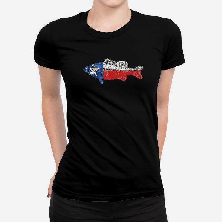 State Of Texas Fishing Flag Vintage Bass Retro Women T-shirt