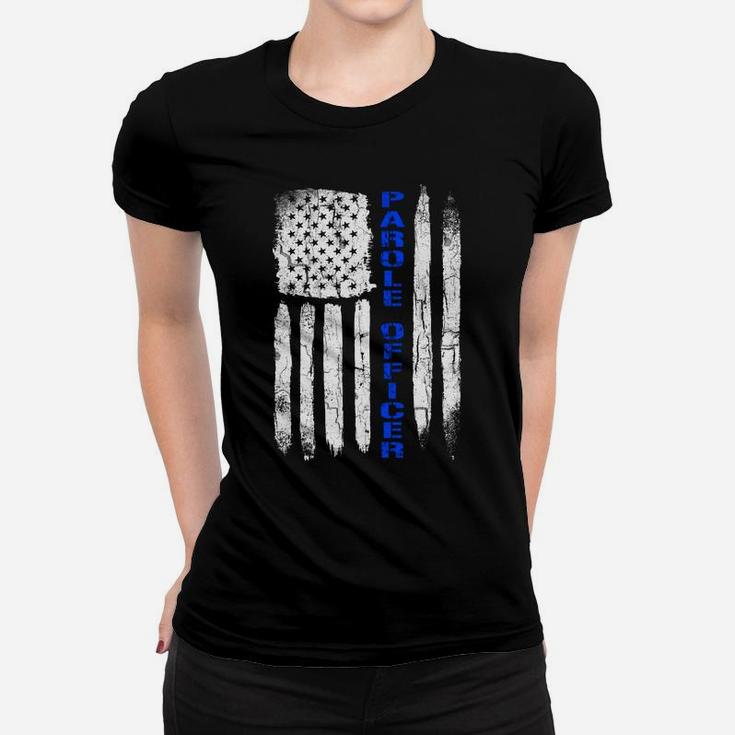 Thin Blue Line Flag American Parole Officer Shirt Sweatshirt Women T-shirt