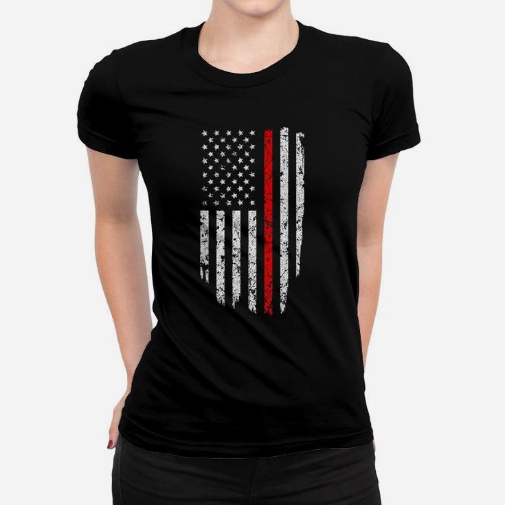 Thin Red Line American Flag  Cool Firefighter Support Women T-shirt