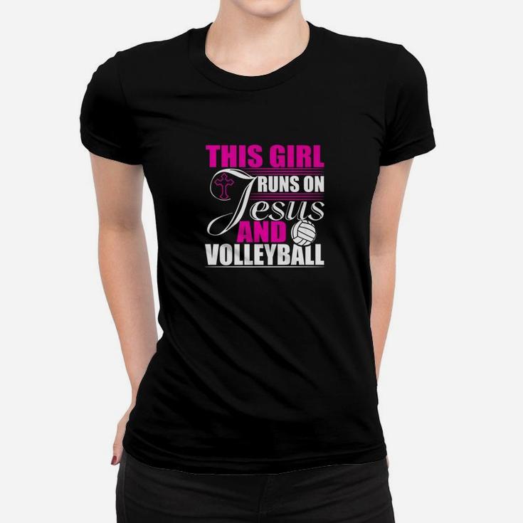 This Girl Runs On Jesus And Volleyball Christian Women T-shirt