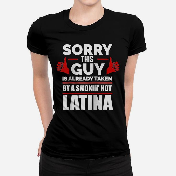 This Guy Is Taken By Smoking Hot Latina Pride Spanish Girl Raglan Baseball Tee Women T-shirt