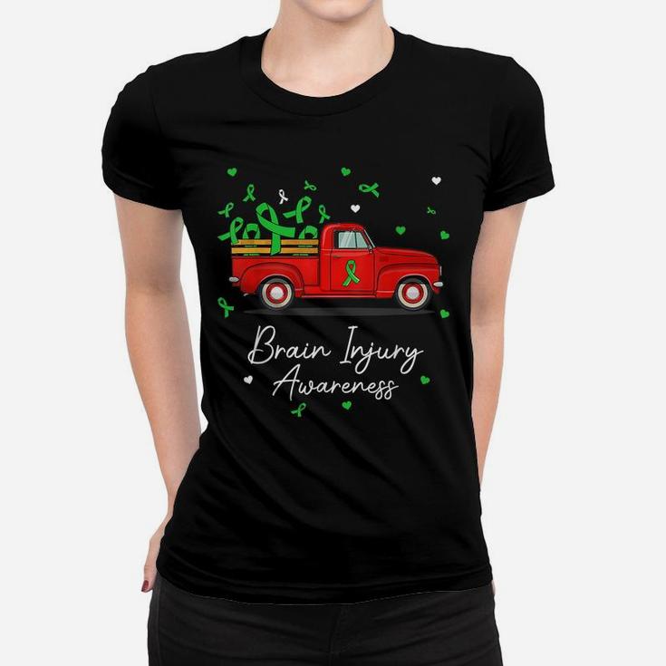 Truck Carrying Green Ribbon Brain Injury Awareness Women T-shirt