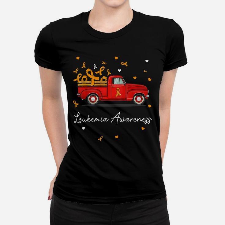 Truck Carrying Orange Ribbon Leukemia Awareness Women T-shirt