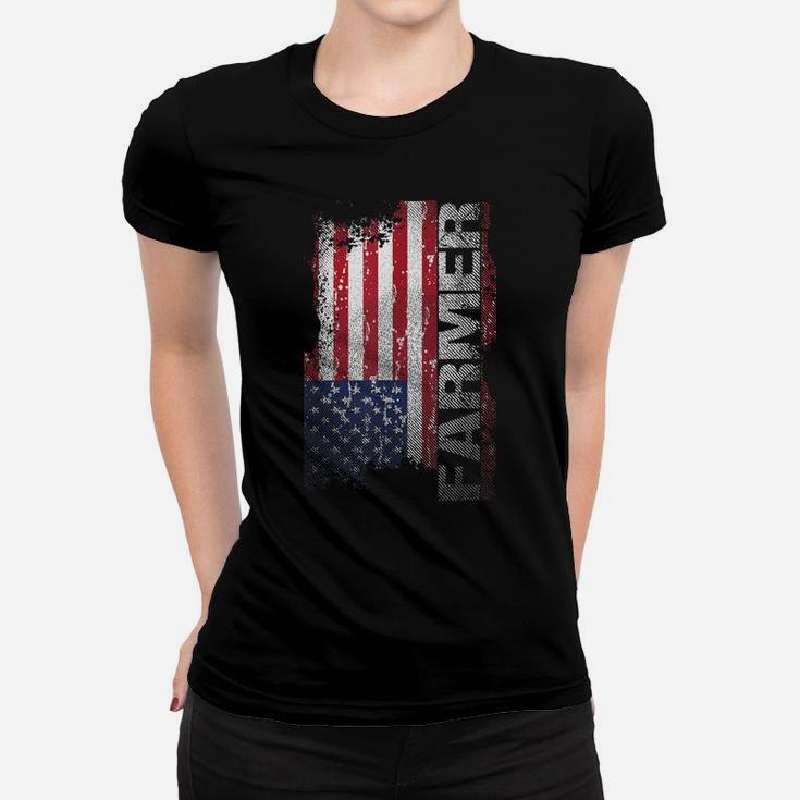 Usa Flag Farmer , American Farmers Tee Patriotic Gift Women T-shirt