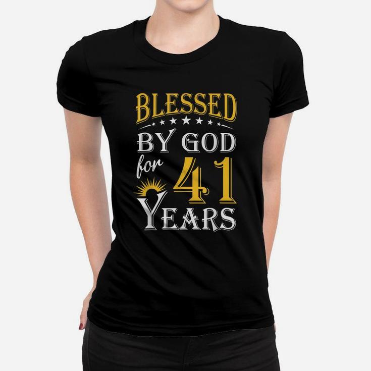 Vintage Blessed By God For 41 Years Happy 41St Birthday Women T-shirt