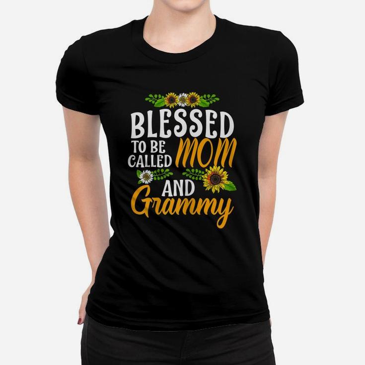 Womens Blessed To Be Called Mom And Grammy Thanksgiving Christmas Women T-shirt