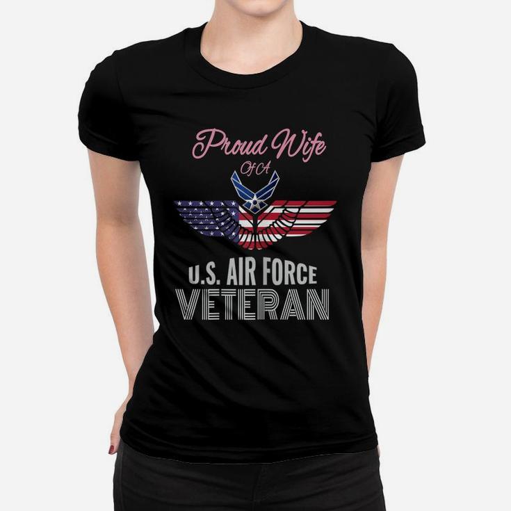 Womens Proud Wife Of Us Air Force Veteran Patriotic Military Spouse Women T-shirt