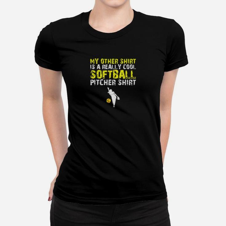 Womens Softball Pitcher Girl Funny Cute Gift Mom Daughter Women T-shirt