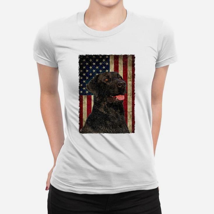 Black Lab Tshirt Gift USA Flag Lab Owner Hunting Dog Shirt Women T-shirt