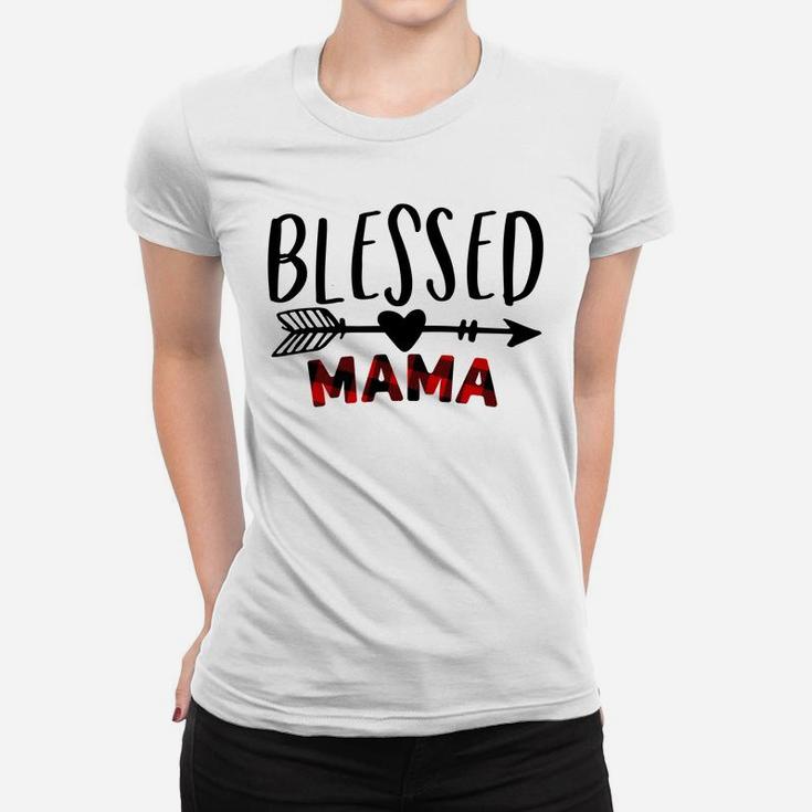 Blessed Mama Shirt - Mom Life - Red Buffalo Plaid Sweatshirt Women T-shirt