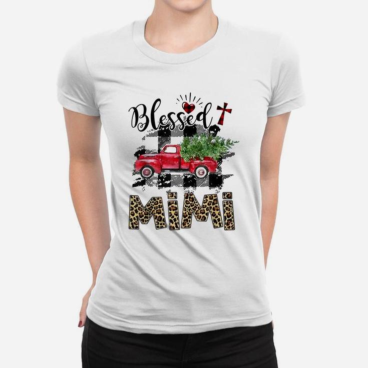 Blessed Mimi Christmas Red Truck Car Women T-shirt