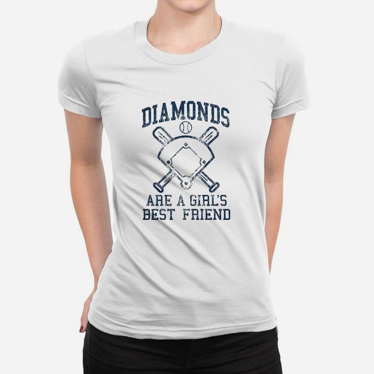 Diamonds Are A Girls Best Friend Funny Cute Baseball Women T-shirt