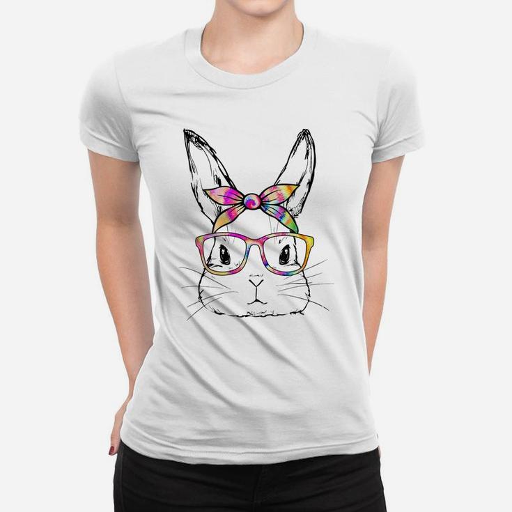 Dy Cute Bunny Face Tie Dye Glasses Easter Day Women T-shirt