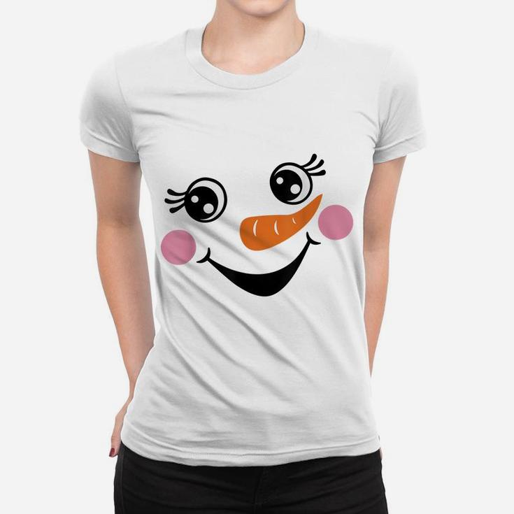 Eyelashes Christmas Outfit Snowman Face Costume Girls Teen Women T-shirt