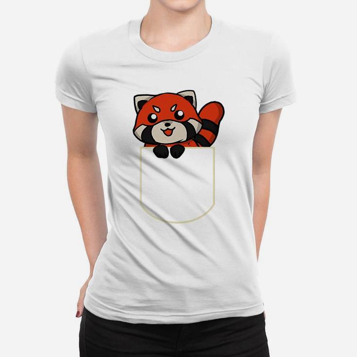 Funny Red Panda Bear In The Pocket Gift Red Panda Pocket Women T-shirt