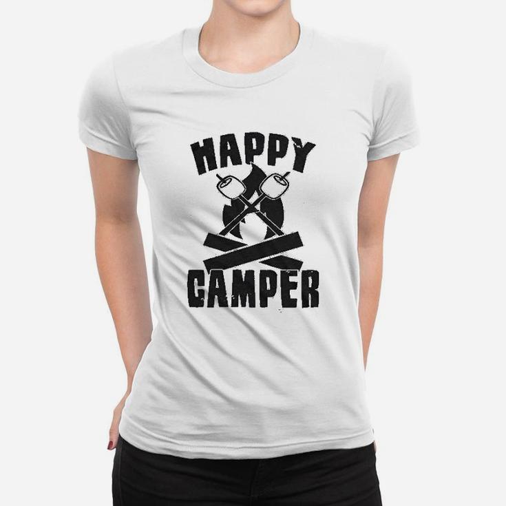 Happy Camper Funny Camping Cool Hiking Graphic Vintage Women T-shirt
