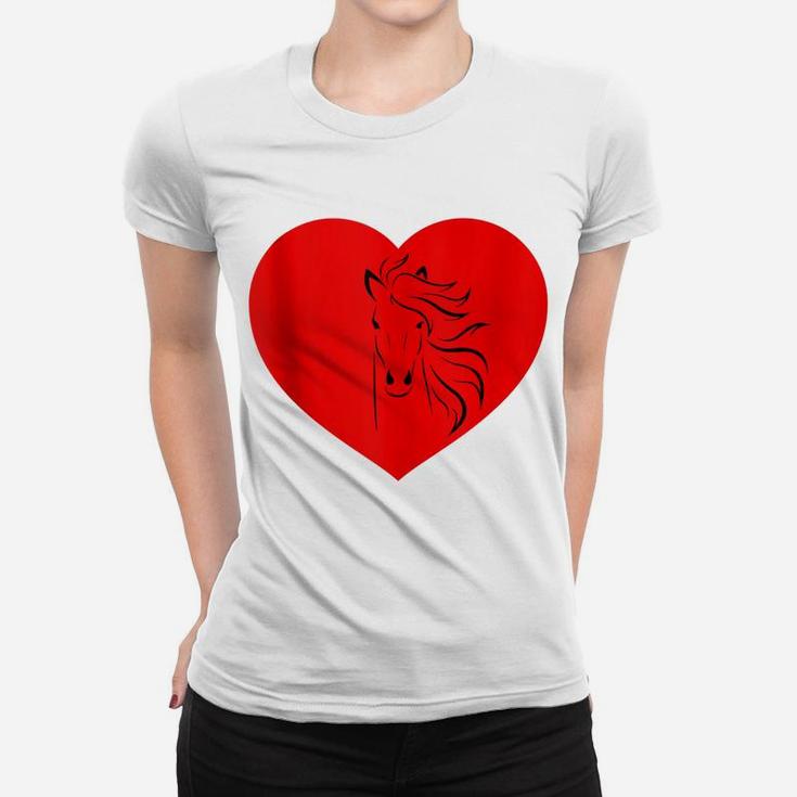 I Love Horses Red Heart Stable Girl Horse Groom Owner Lover Women T-shirt