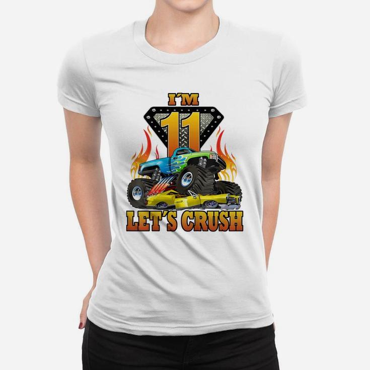 Kids Monster Truck 11 Year Old Shirt 11Th Birthday Boy Monster Women T-shirt