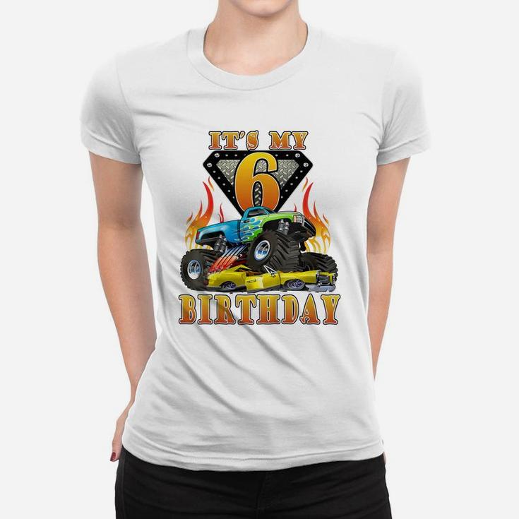 Kids Monster Truck 6 Year Old Shirt 6Th Birthday Boy Monster Car Women T-shirt