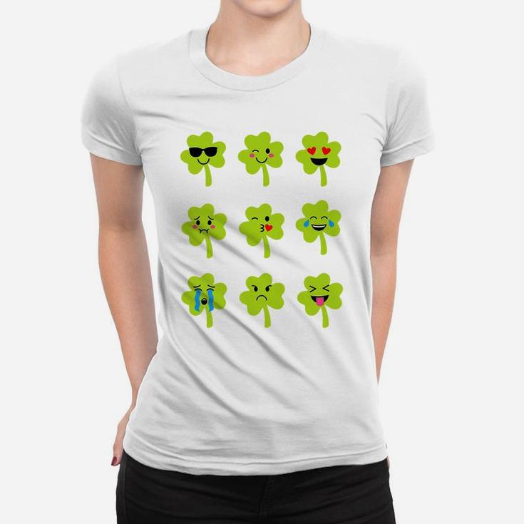 Kids Saint Patricks Day Cute Gift For Baby Boy Shamrock Emoticon Women T-shirt