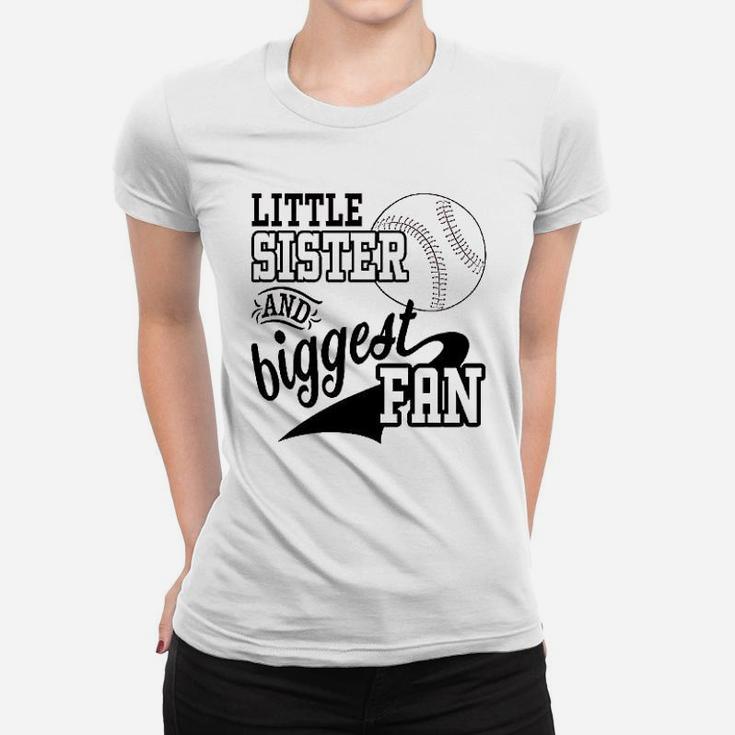 Little Sister And Biggest Fan Baseball Family Women T-shirt