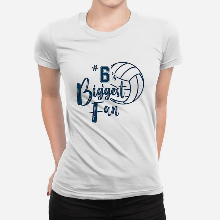 Number 6 Biggest Fan Volleyball Mom Dad Sister Brother Women T-shirt