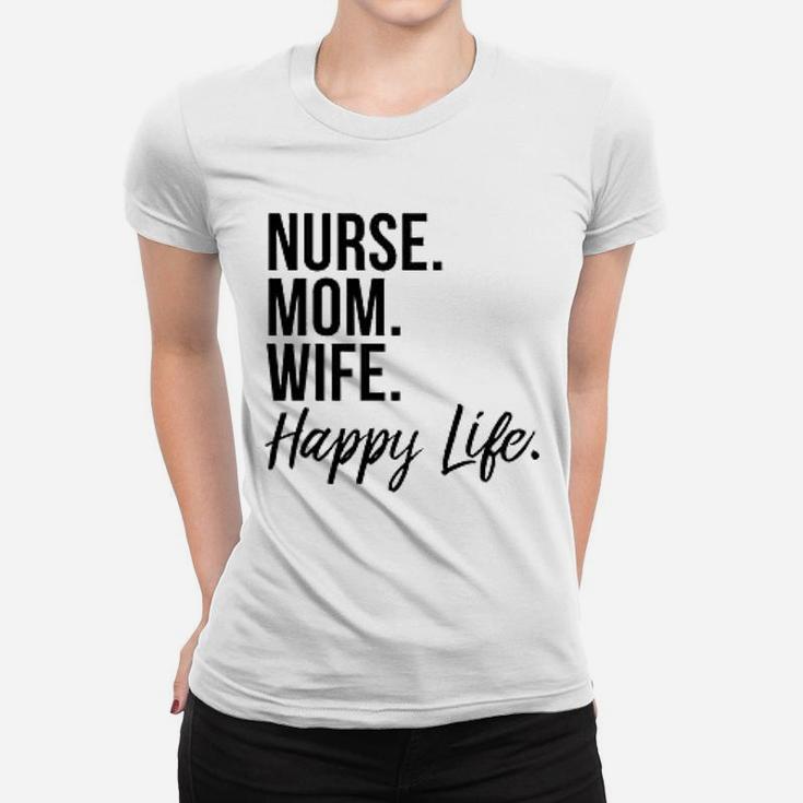 Nurse Mom Wife Happy Life Baseball Mothers Day Women T-shirt