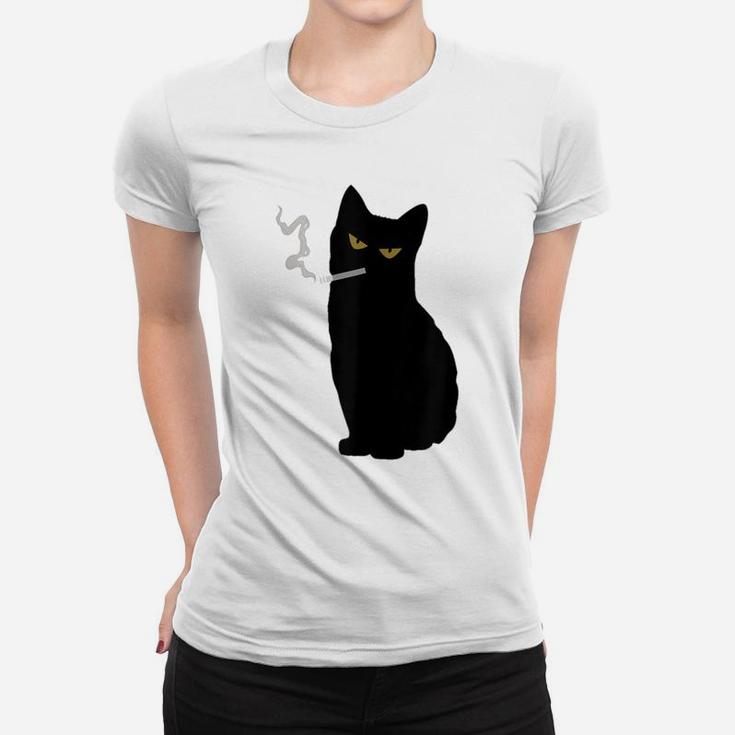 Rebel Smoking Bad Black Cat Funny Black Cat Gift Women T-shirt
