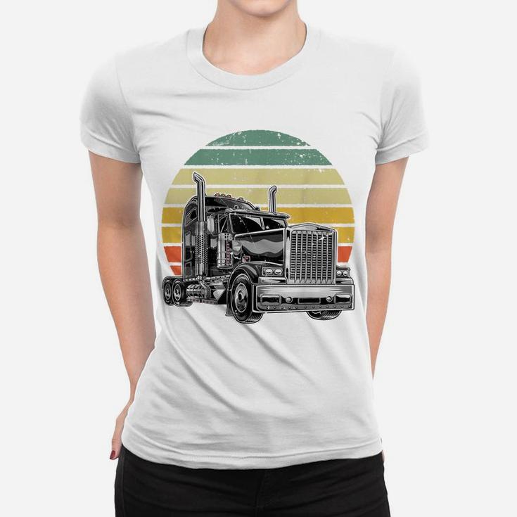 Retro Vintage Trucker Big Rig Semi-Trailer Truck Driver Gift Women T-shirt