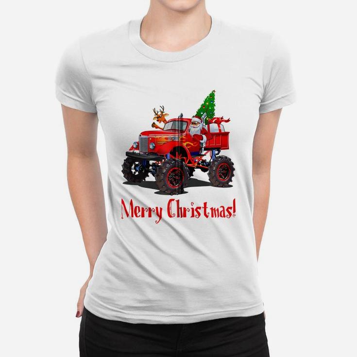 Santa Rudolph Monster Truck Men Guy Boys Teen Kid Youth Gift Zip Hoodie Women T-shirt