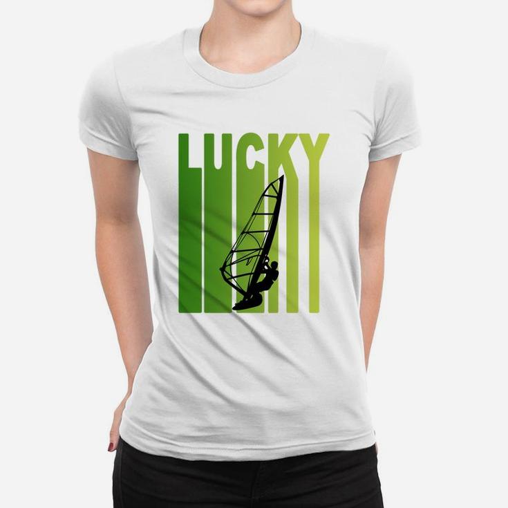 St Patricks Day Lucky Wind Surfing Funny Sport Lovers Gift Women T-shirt