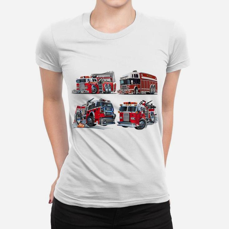 Types Of Fire Truck Boy Toddler Kids Firefighter Xmas Gifts Zip Hoodie Women T-shirt