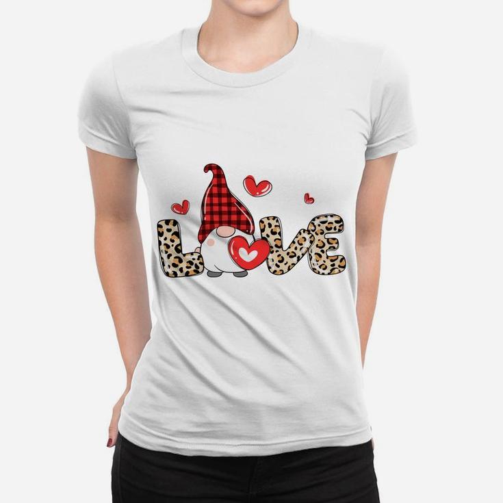 Valentine Gnome Cheetah Heart Valentine's Day Gnome Love Women T-shirt