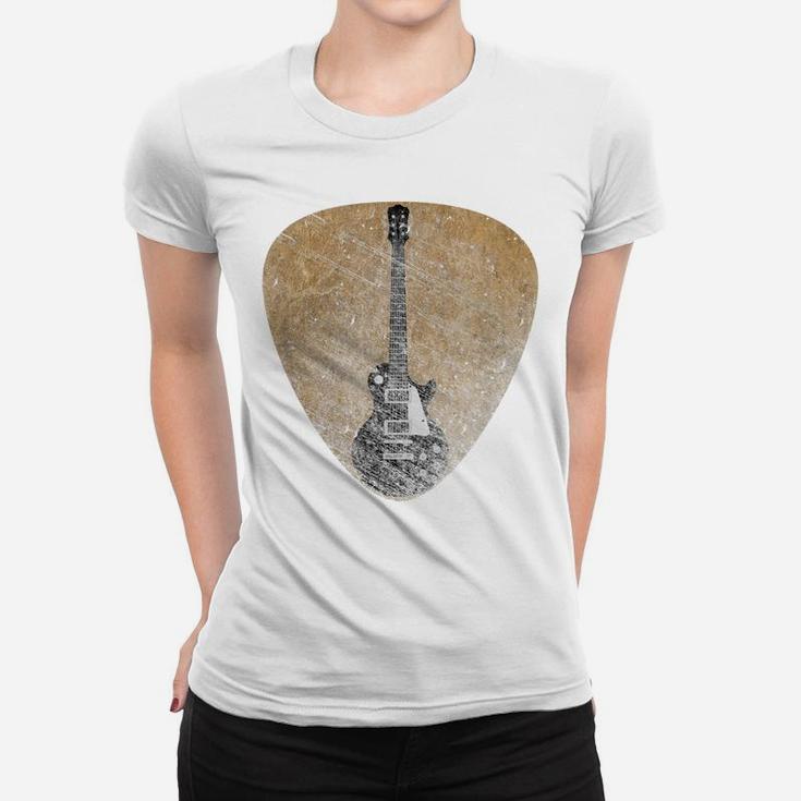 Vintage Guitar Pick Guitarist Lover Instrument Electric Bass Women T-shirt