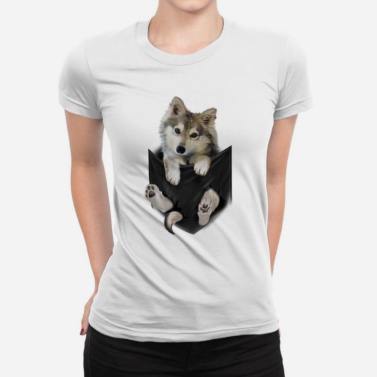 Wolf White Pup In Pocket  Wolves Tee Shirt Gifts Women T-shirt