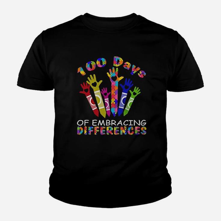 100 Days Of Embracing Differences Crayon School Awareness Youth T-shirt
