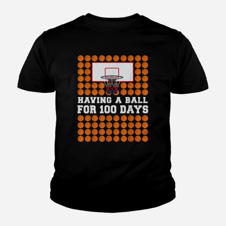 100 Days Of School Basketball 100th Day Balls Gift Youth T-shirt