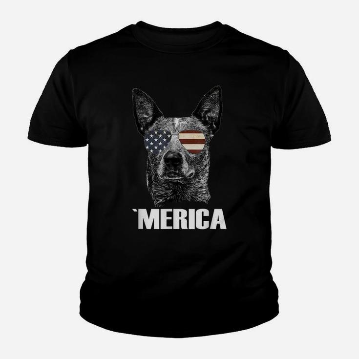 4Th July Blue Heeler Dog Merica Patriotic Usa Us Flag Gift Youth T-shirt