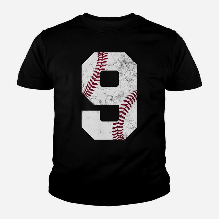 9th Birthday Baseball Boys Nine Number 9 Ninth Gif Youth T-shirt